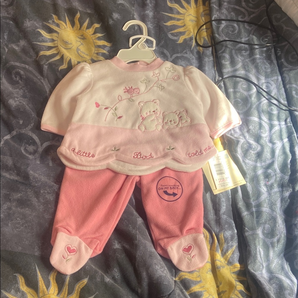 Vitamins Baby Pink and White Matching Set